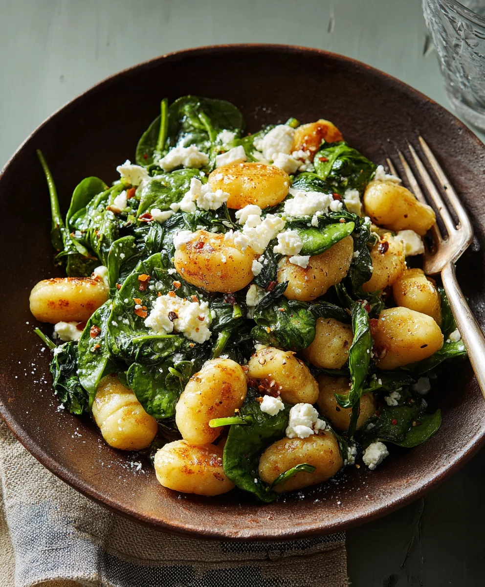 Crispy Gnocchi Spinach Feta - Easy Recipe