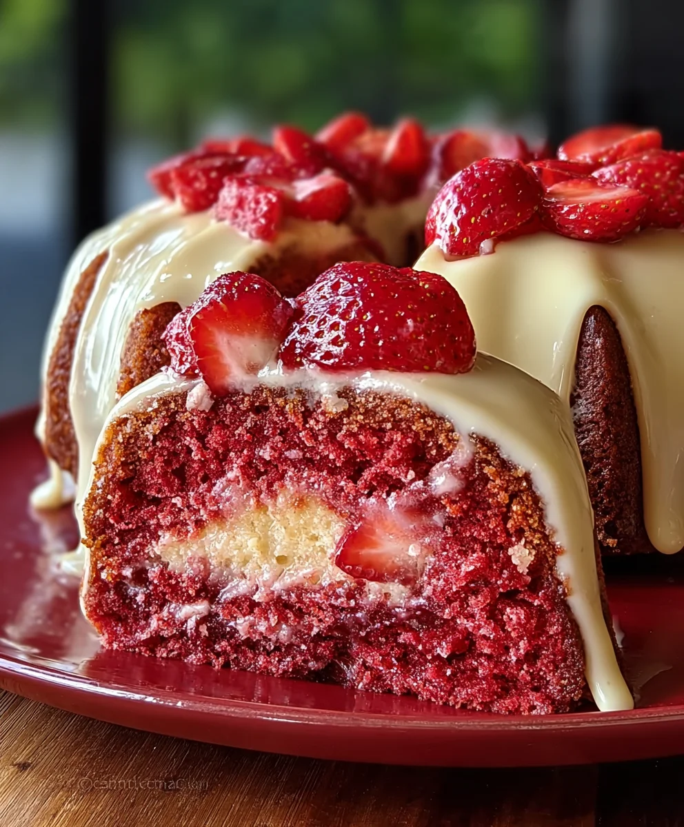Sweet Strawberry Honeybun Cake - Easy Recipe