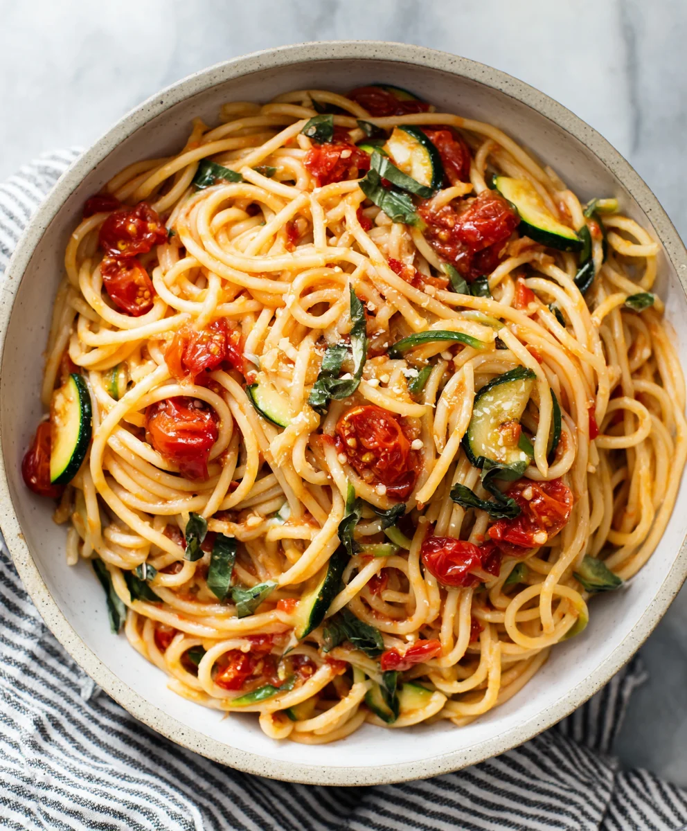 Healthy Tomato Zucchini Pasta Recipe-Easy & Delicious