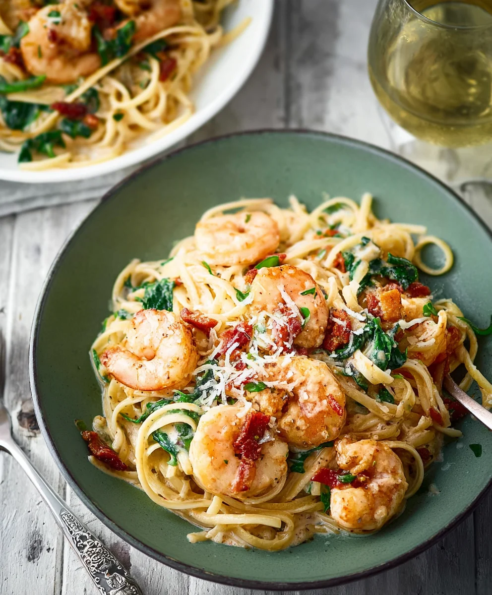 Creamy Tuscan Shrimp Linguine - Easy Weeknight Meal