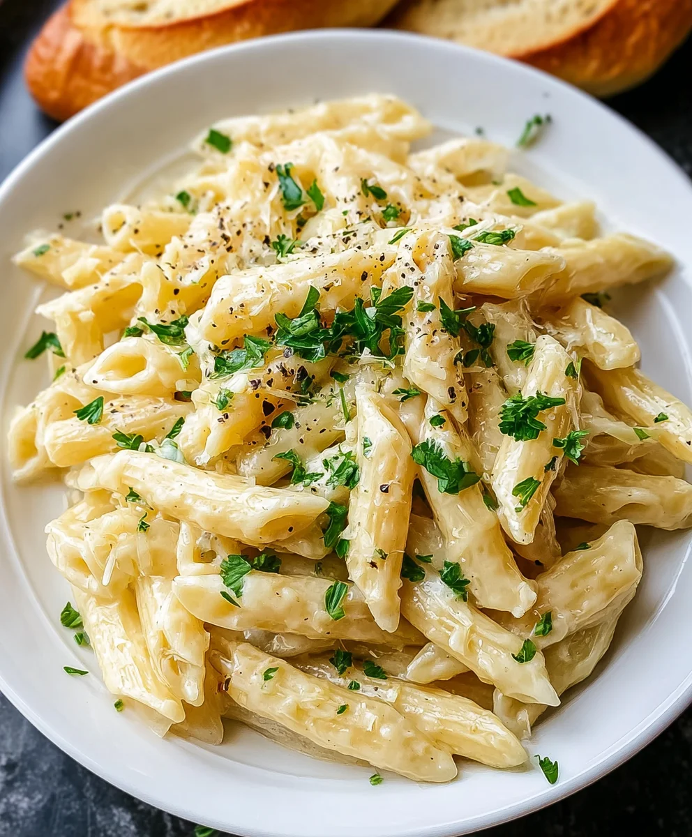 Easy Creamy Garlic Penne-Quick & Delicious Meal