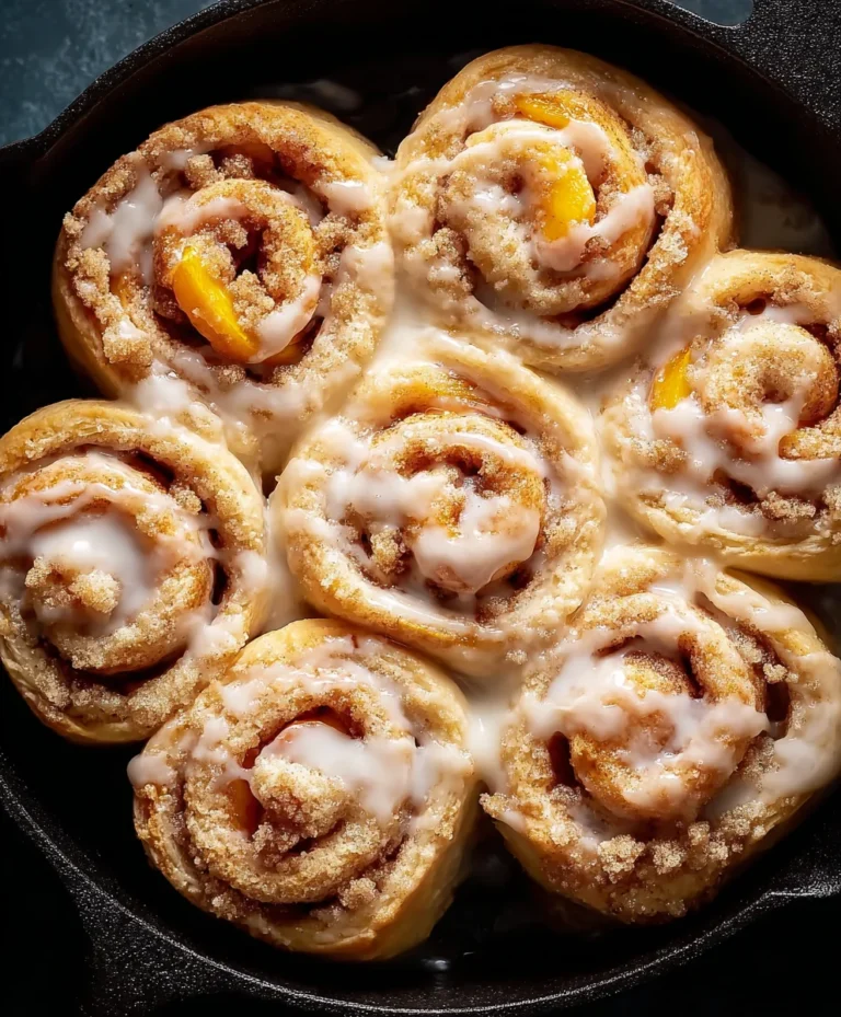 Peach Cobbler Cinnamon Rolls- Sweet-Fruity Breakfast Treat