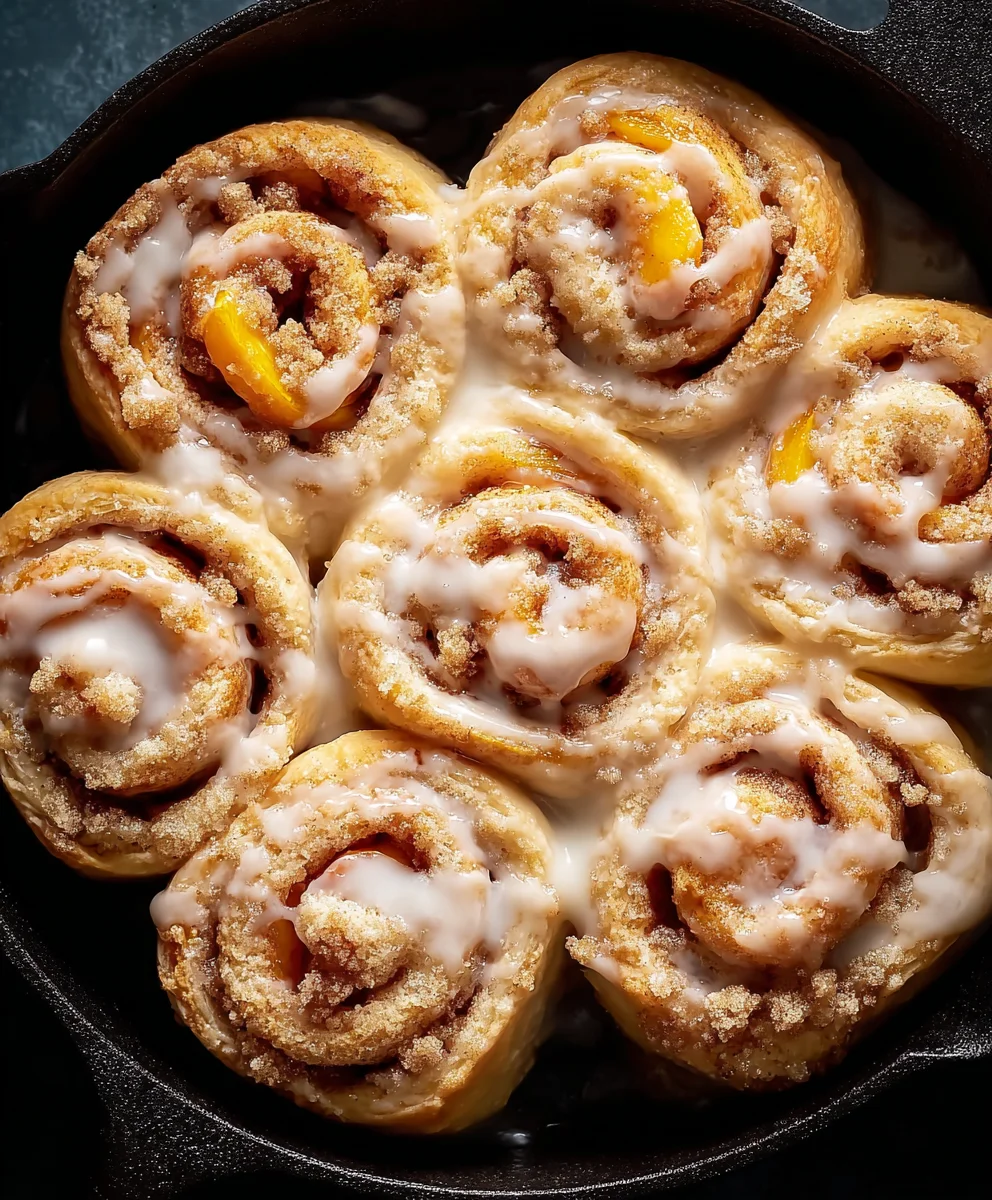 Peach Cobbler Cinnamon Rolls- Sweet-Fruity Breakfast Treat