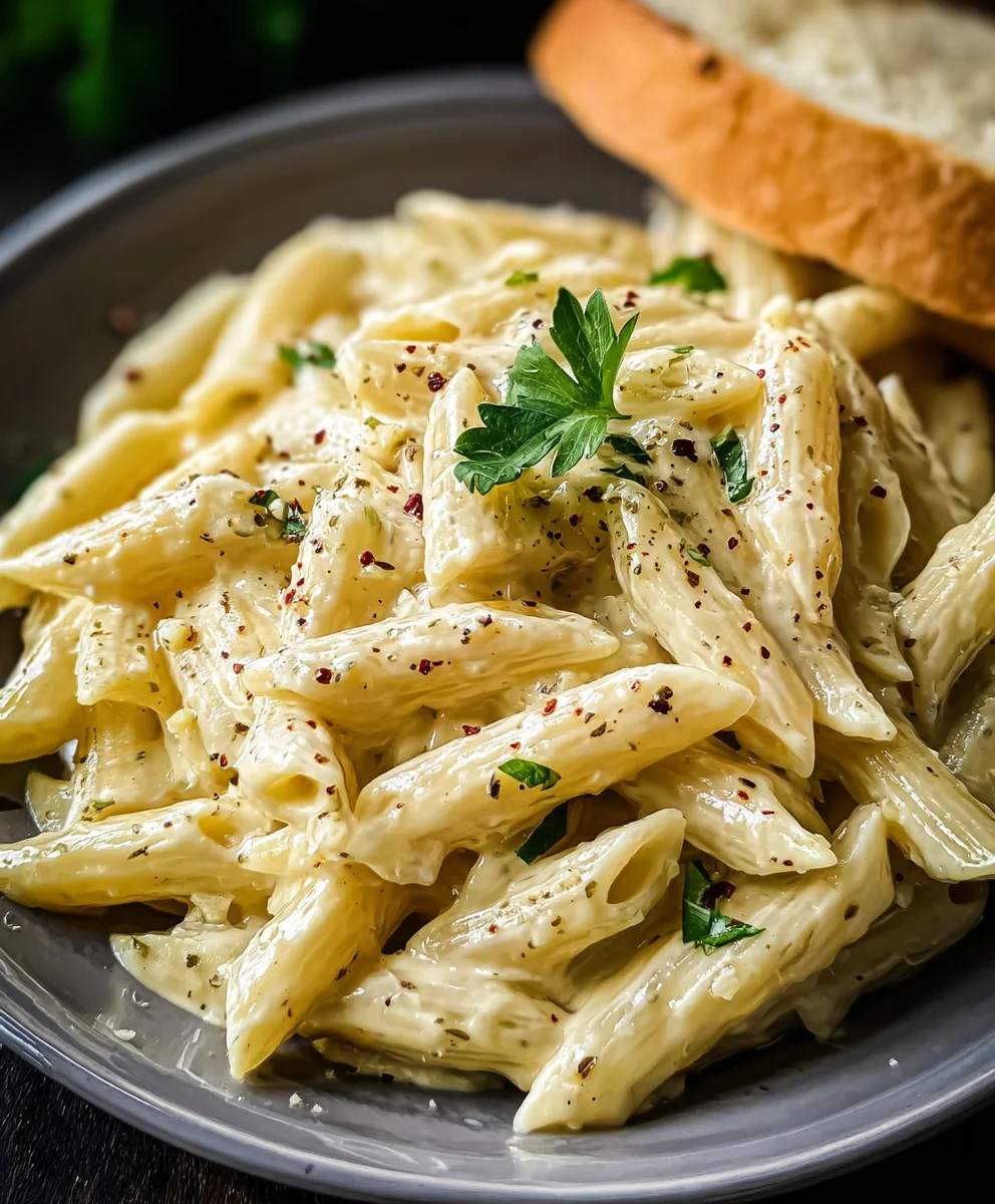 Easy Creamy Garlic Penne-Quick & Delicious Meal