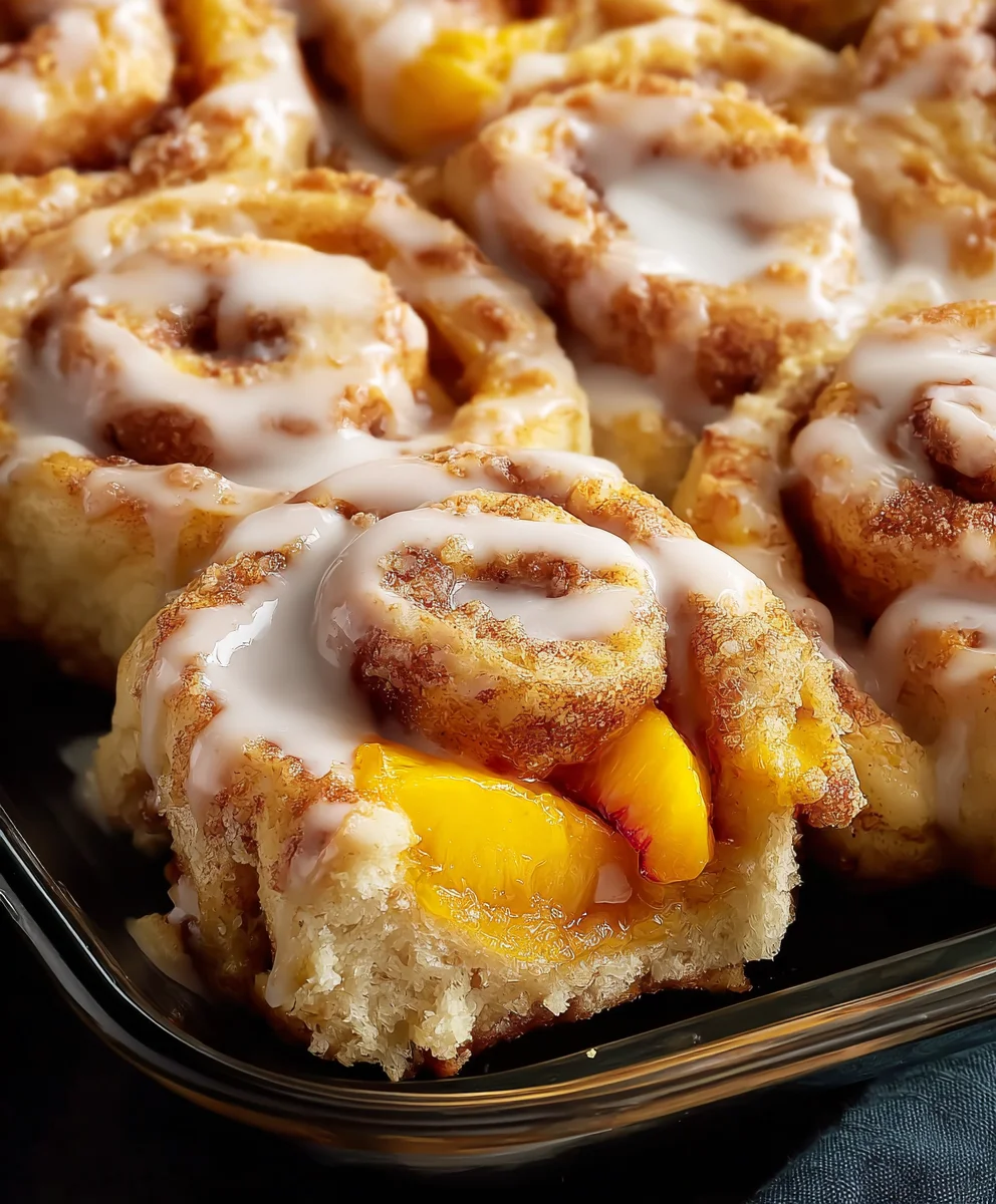 Peach Cobbler Cinnamon Rolls- Sweet-Fruity Breakfast Treat