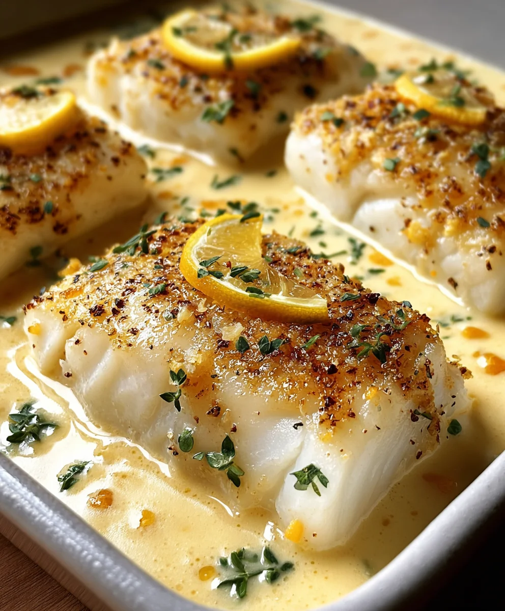 Baked Cod Coconut Lemon Cream - Quick Weeknight Dinner