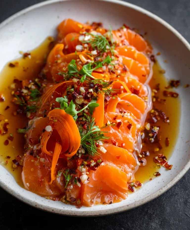 Spicy Salmon Crudo- Fresh & Zesty Carrot Salad