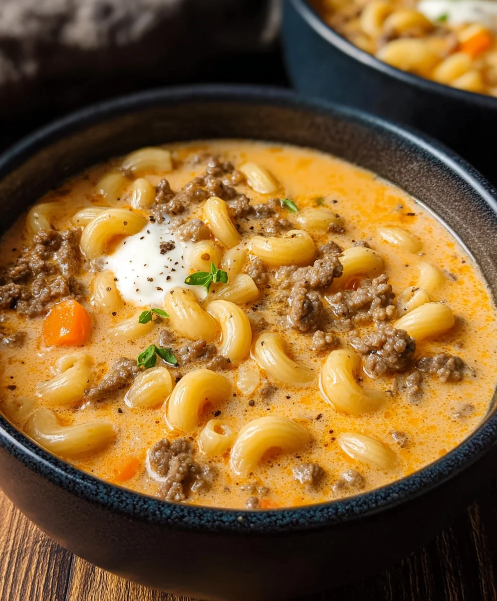 Cheeseburger Macaroni Soup Creamy Comfort Recipe