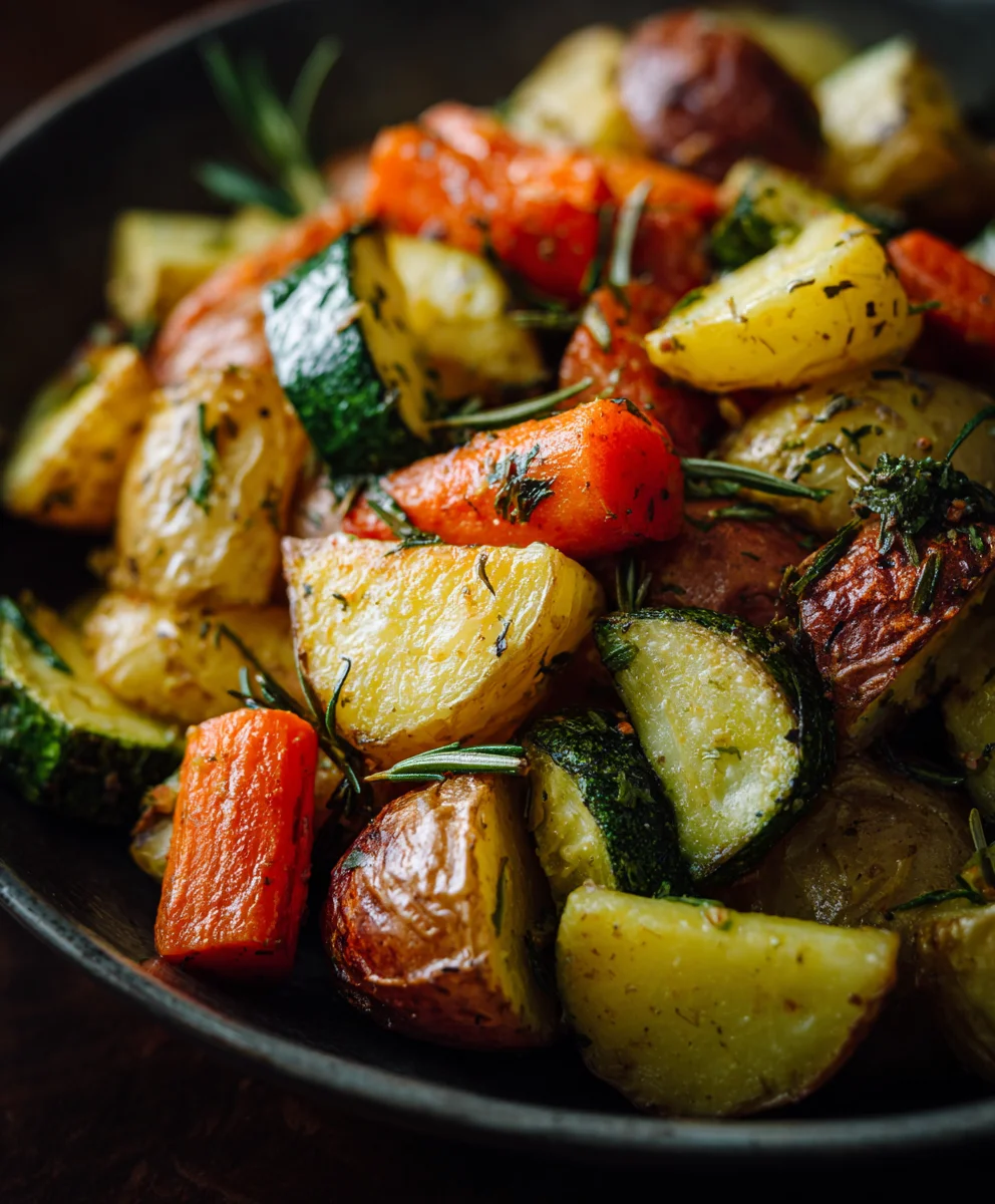 Garlic Herb Roasted Potatoes Carrots Zucchini Delight