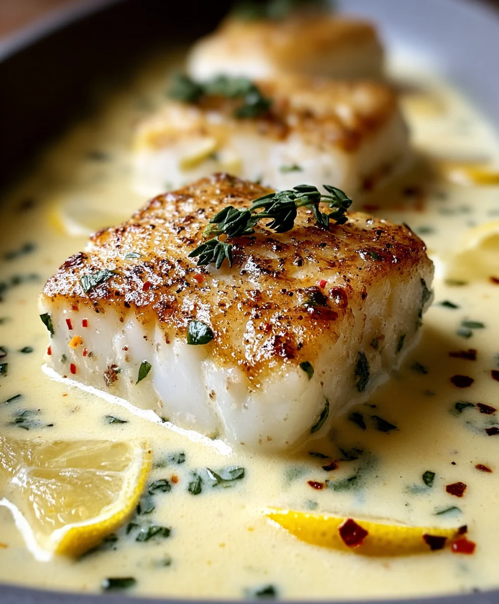 Baked Cod Coconut Lemon Cream - Quick Weeknight Dinner