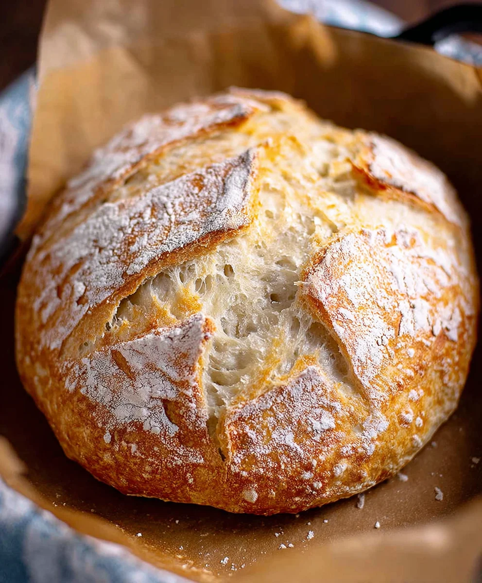 Dutch Oven No-Knead Crusty Bread Recipe