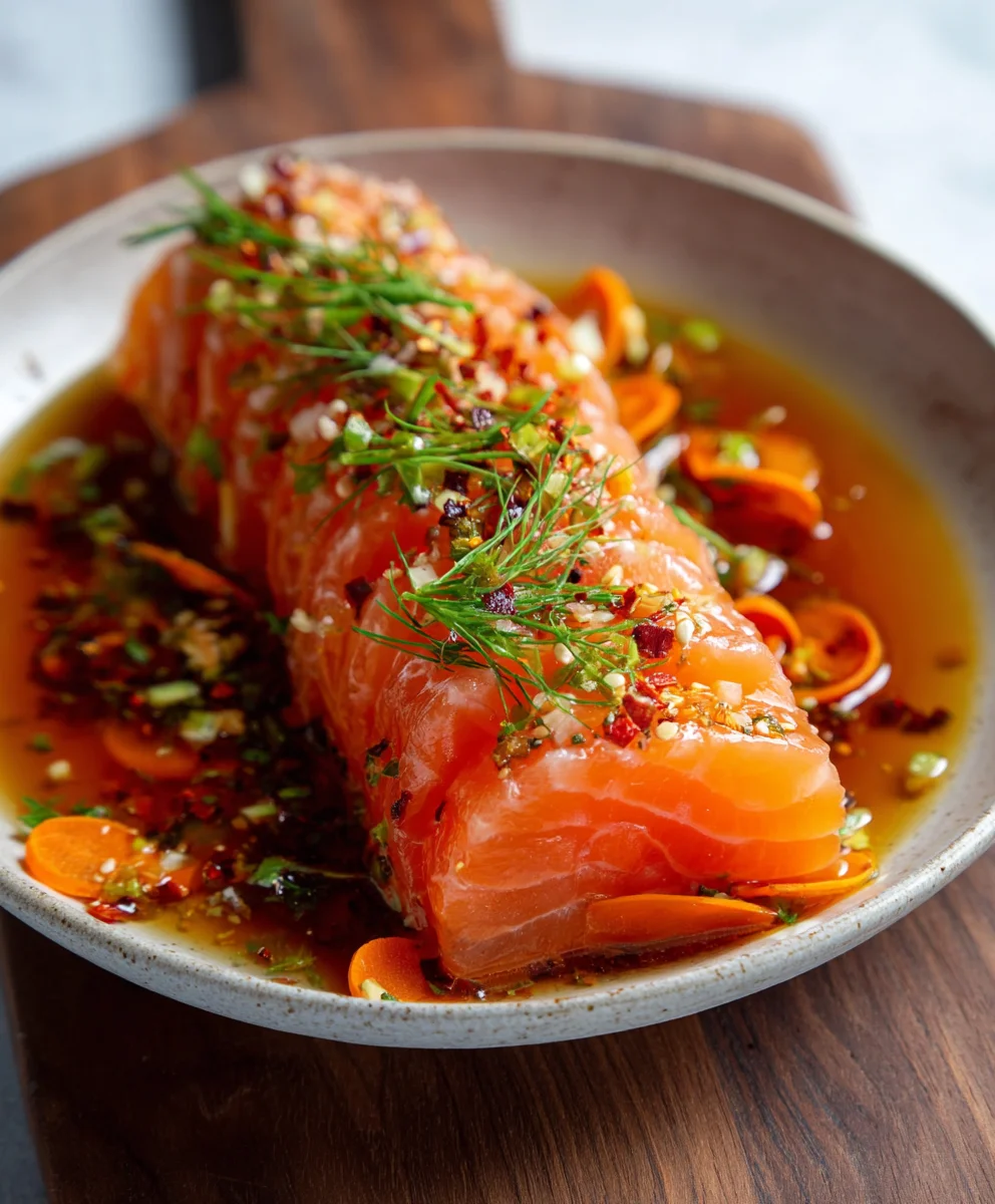 Spicy Salmon Crudo- Fresh & Zesty Carrot Salad