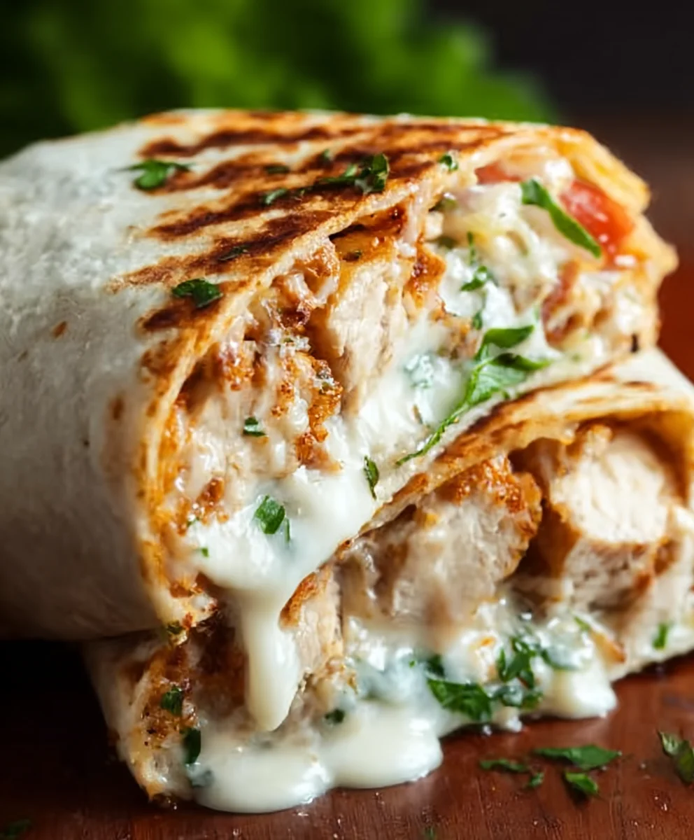 Cheesy Garlic Chicken Wraps - Easy & Delicious Recipe
