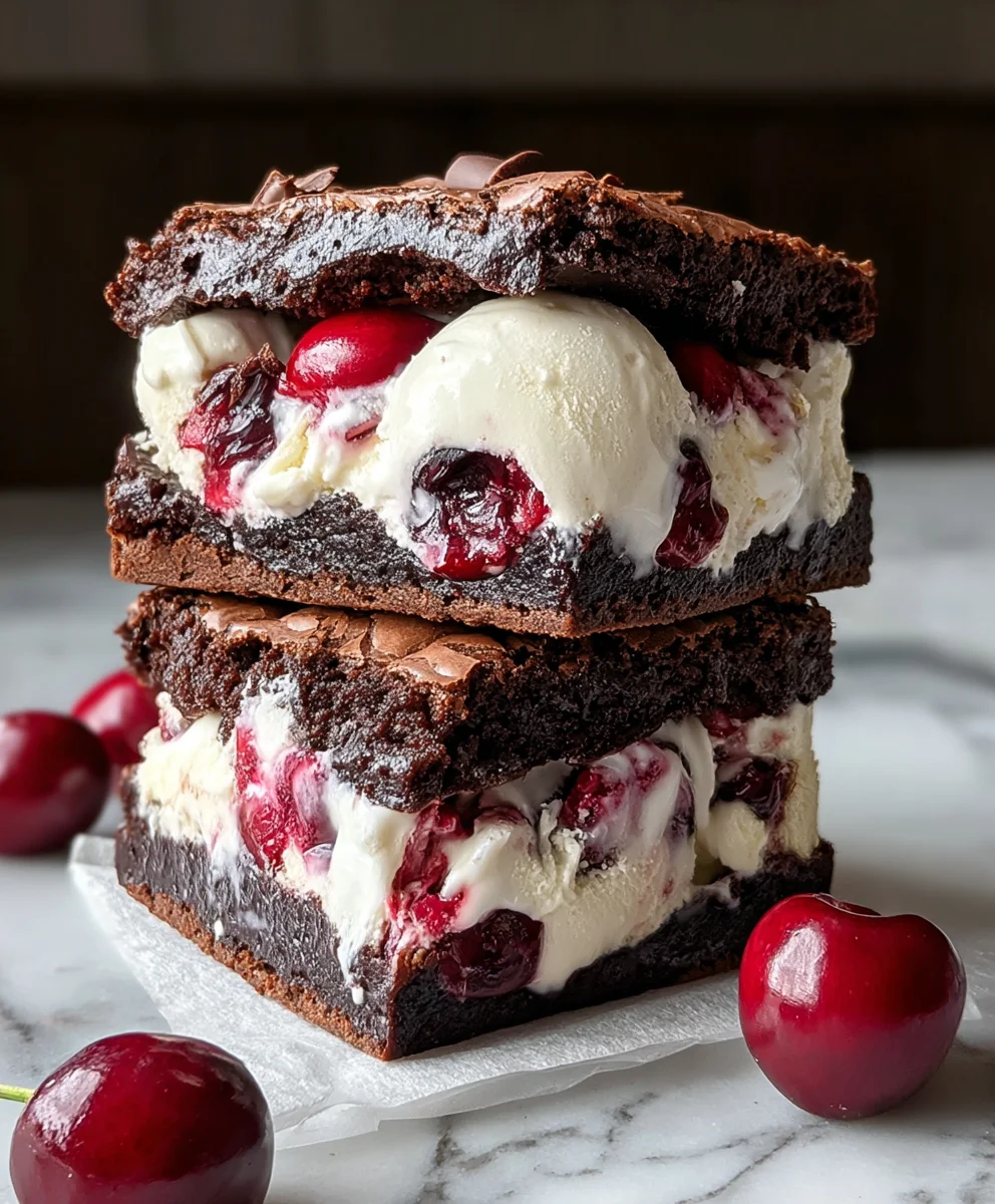 Cherry Brownie Ice Cream Sandwiches-Fruity Chocolate Bliss