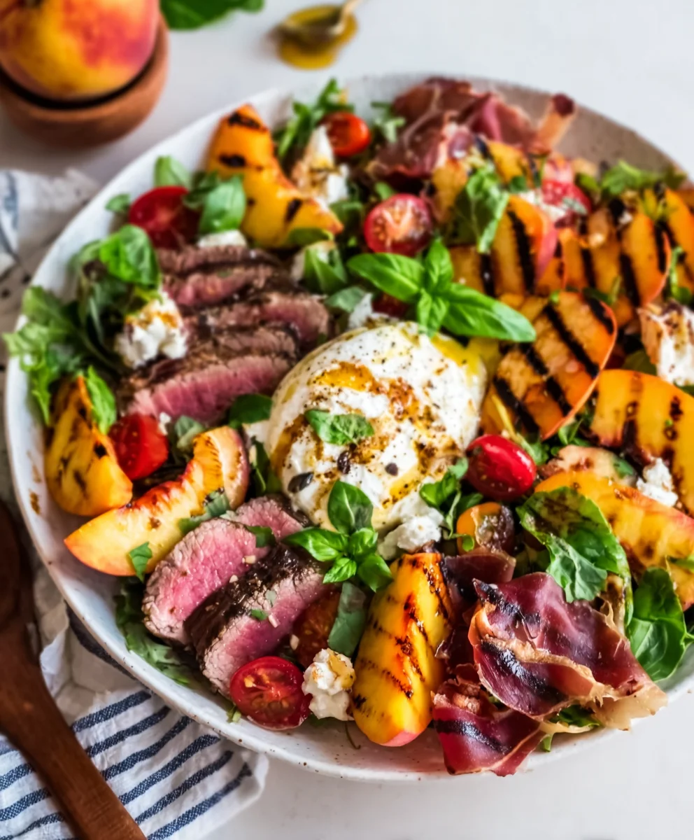 Grilled Nectarine Burrata Beef Beef Prosciutto Salad