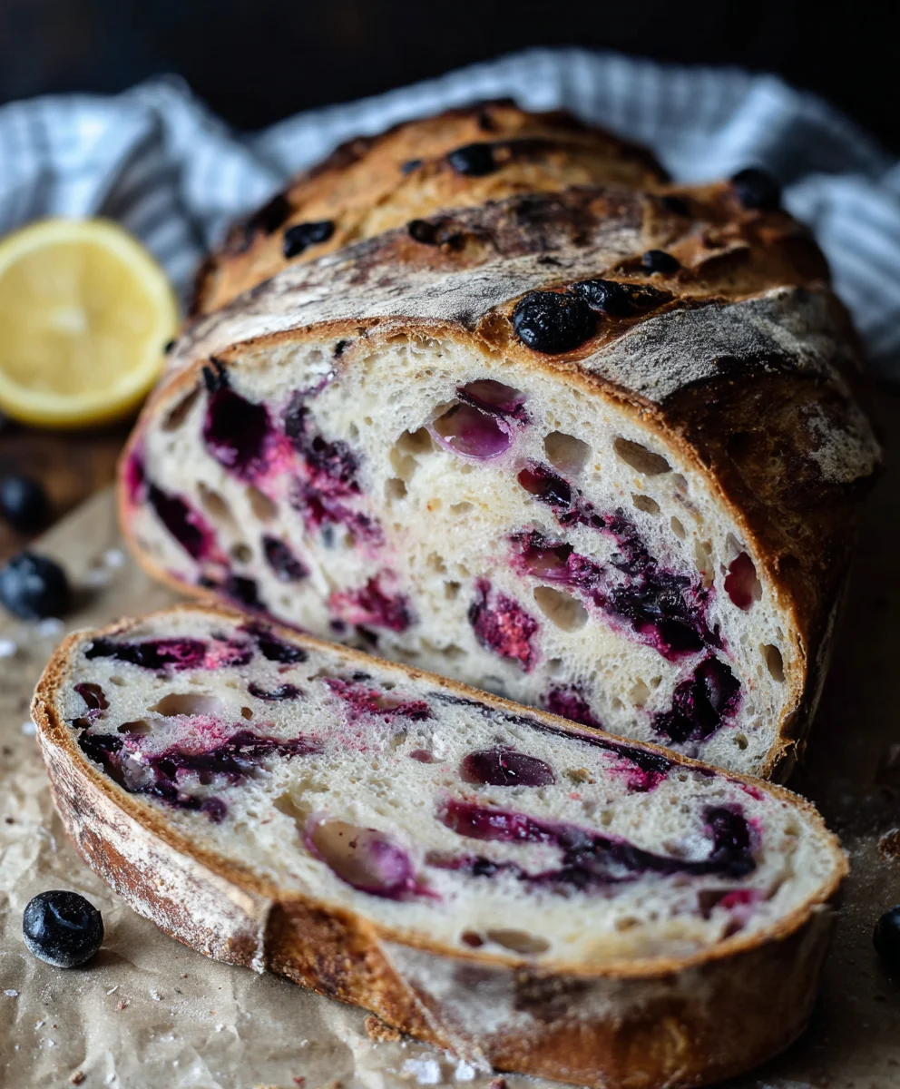 Lemon Blueberry Sourdough Bread-Easy Recipe