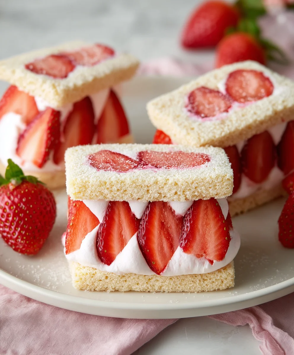 Sweet Strawberry Cream Sandwiches Delight