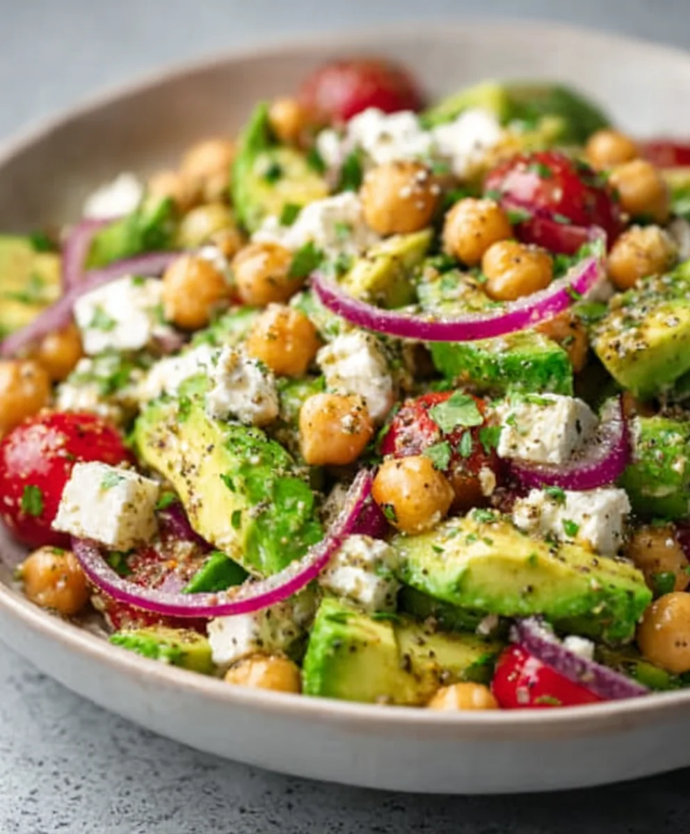 Chickpea Feta Avocado Salad - Fresh & Easy Recipe