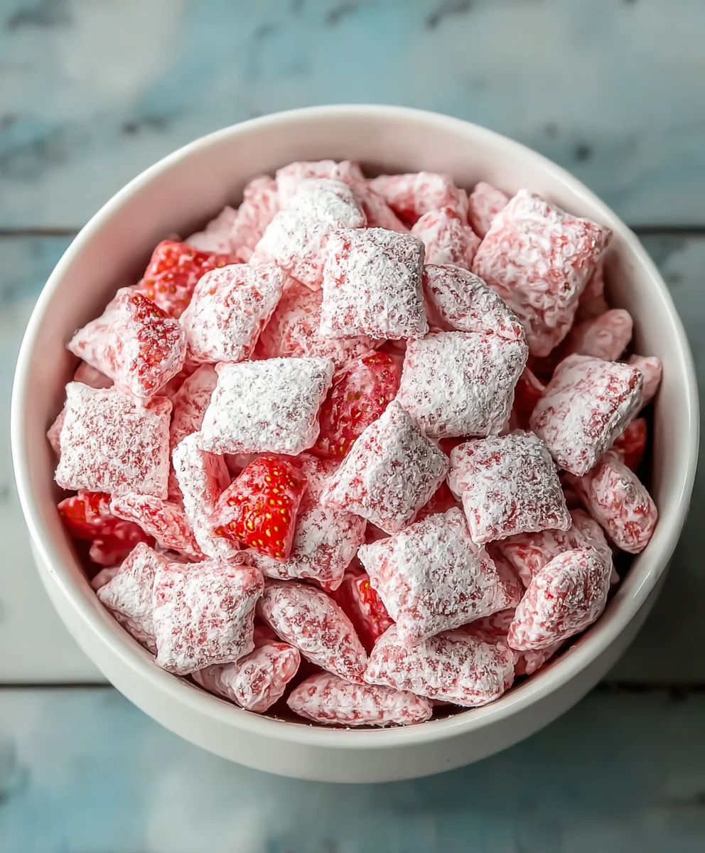 Easy Strawberry Shortcake Puppy Chow Recipe