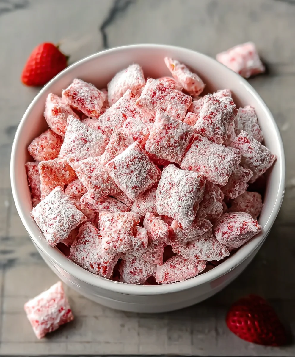 Easy Strawberry Shortcake Puppy Chow Recipe