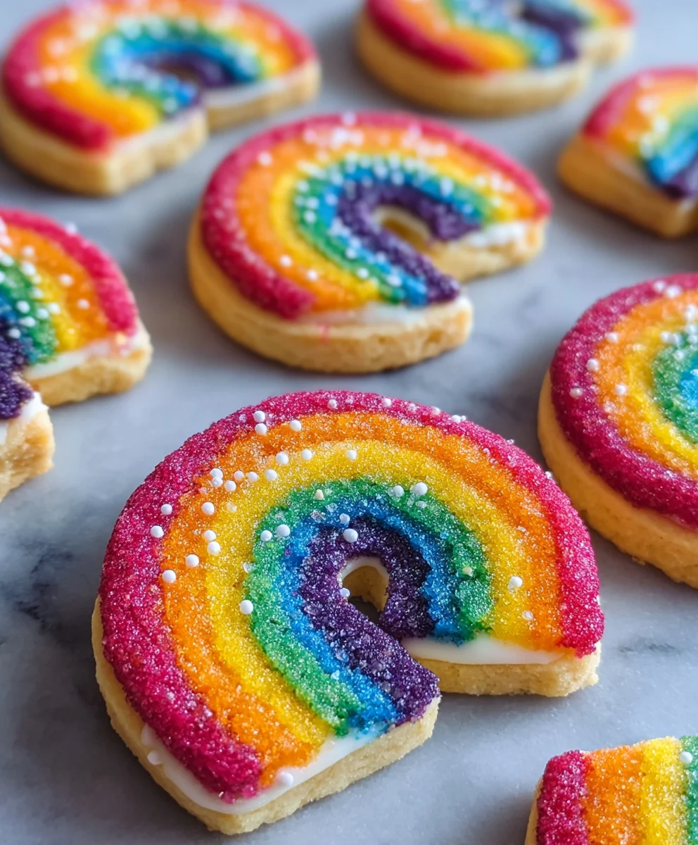 Piped Rainbow Shortbread Cookies- Easy Festive Treat
