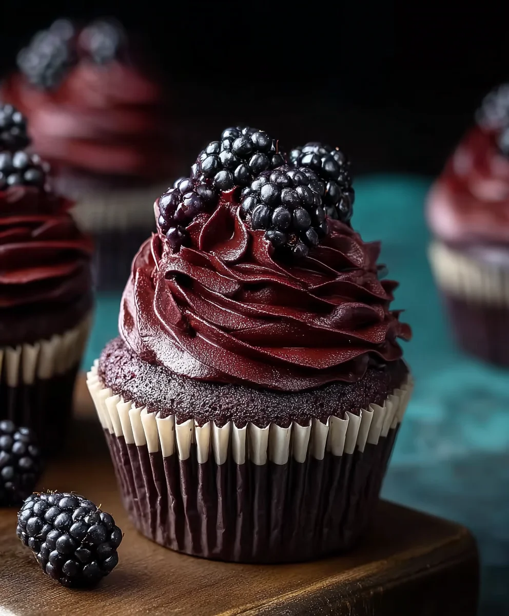 Dark Chocolate Blackberry Cupcakes-Rich & Delicious Recipe