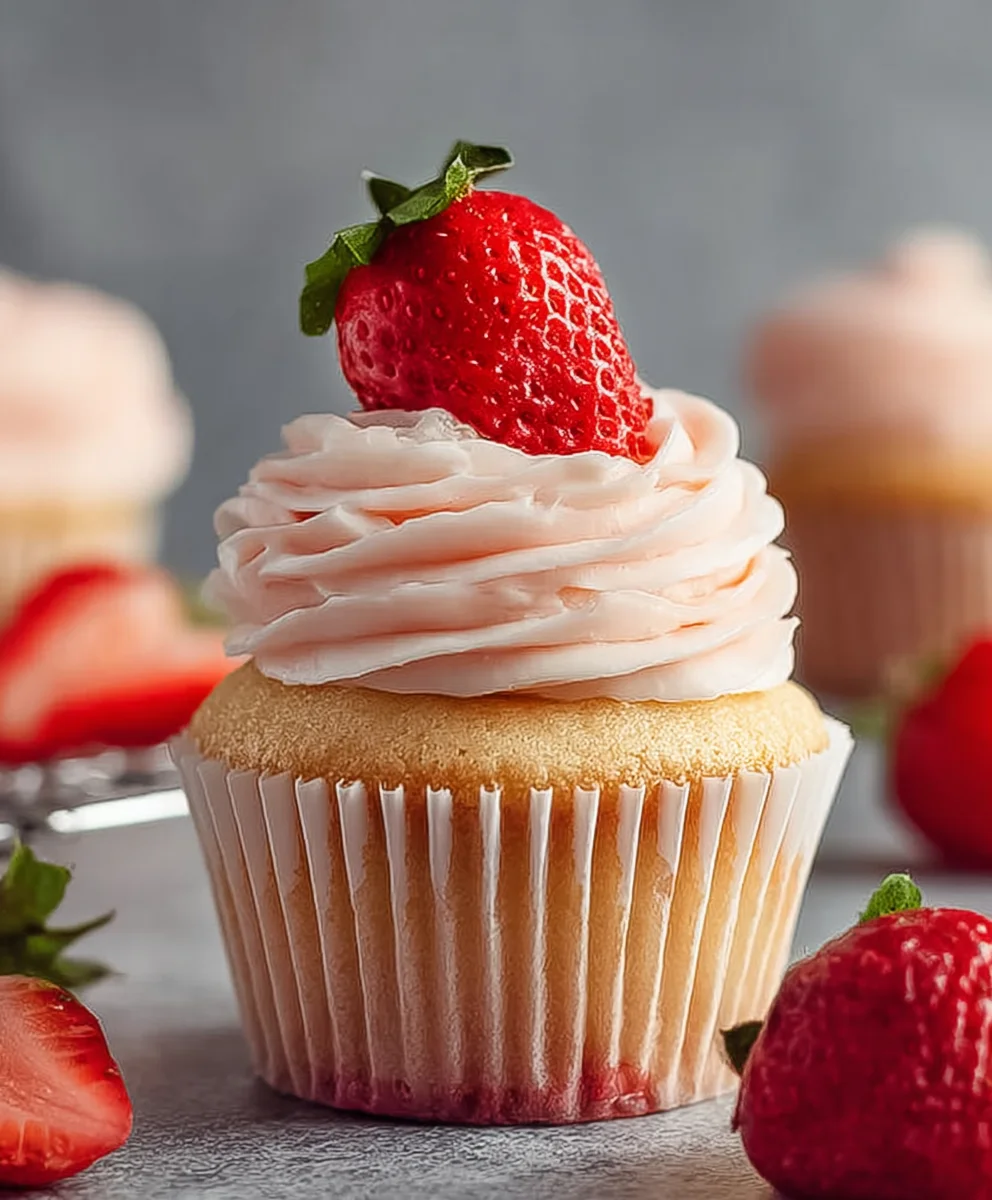 Delicious Fresh Strawberry Cupcakes - Easy Recipe