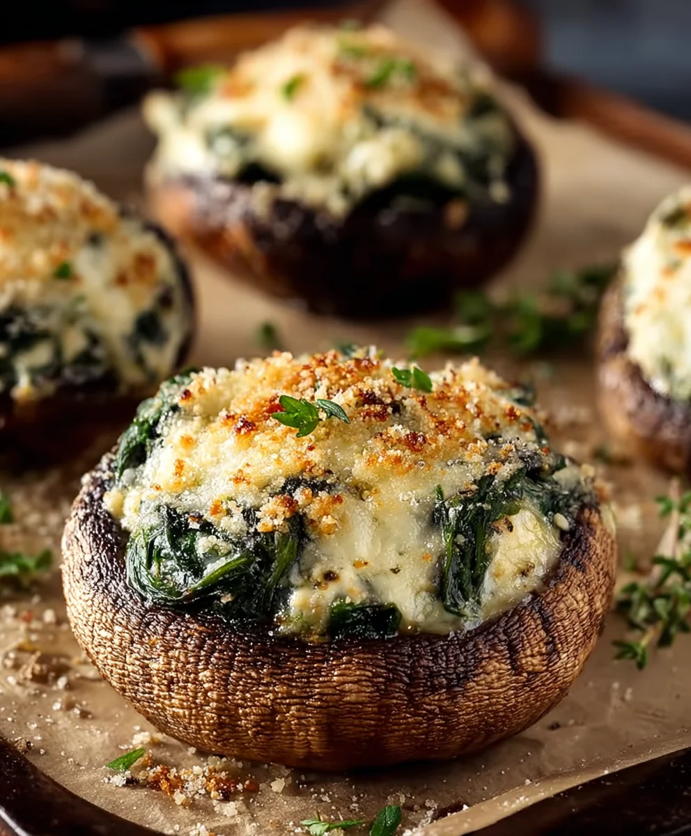 Spinach Cheese Stuffed Portobello Mushroom Recipe