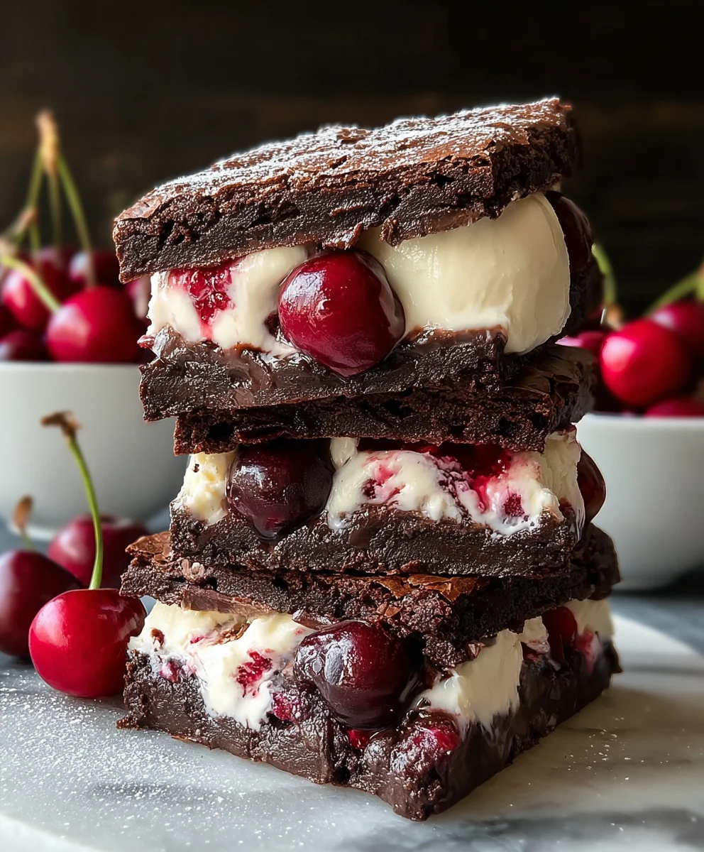 Cherry Brownie Ice Cream Sandwiches-Fruity Chocolate Bliss