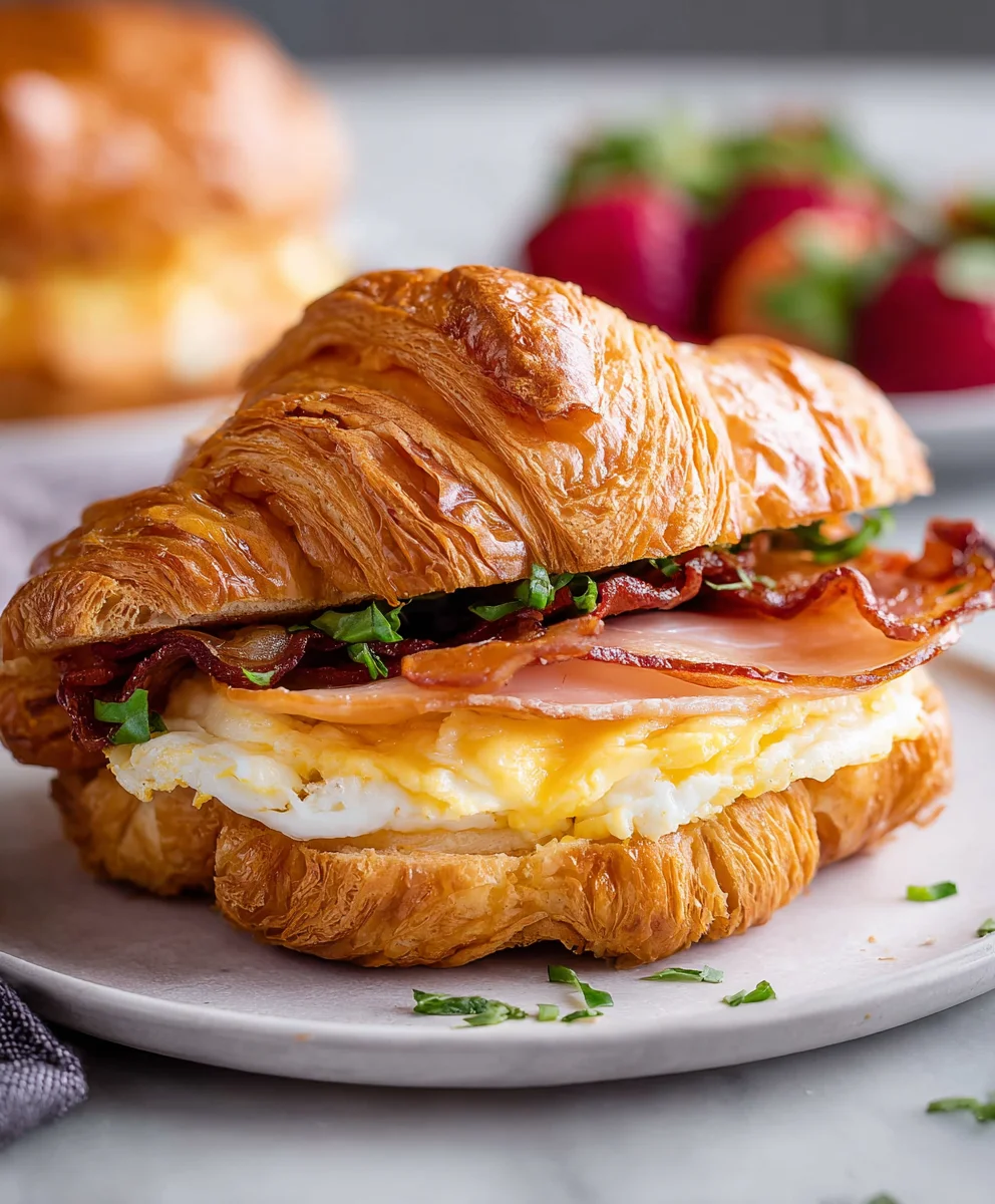 Easy Croissant Breakfast Sandwiches-Quick Recipe