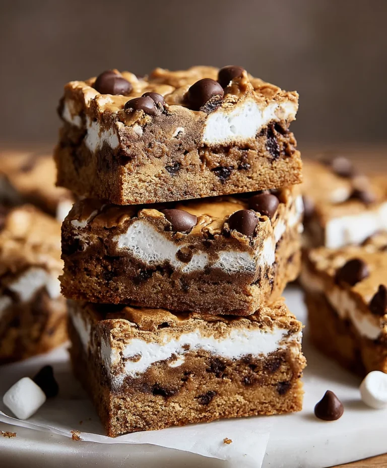 Peanut Butter S’mores Blondies – Easy Dessert