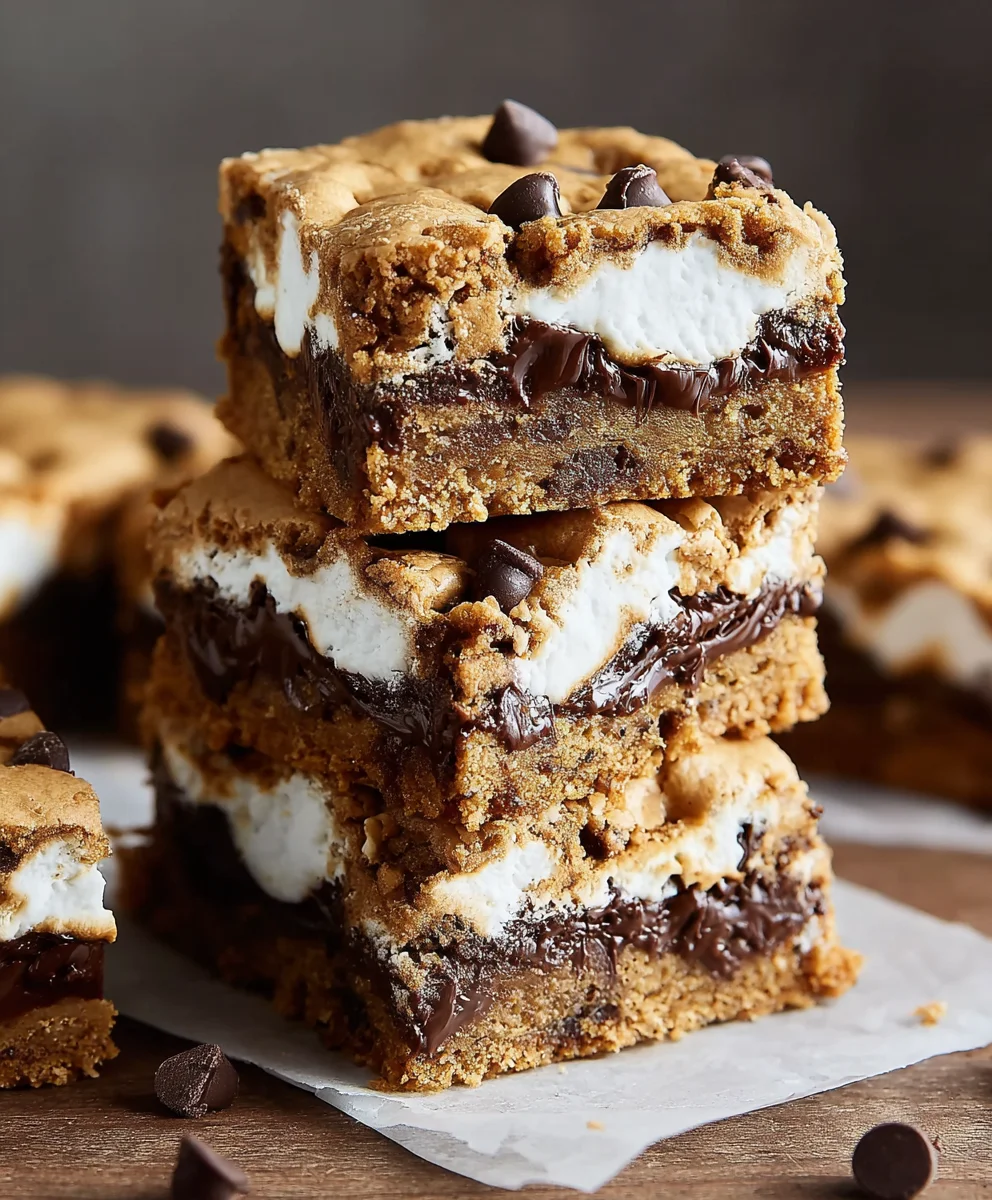 Peanut Butter S'mores Blondies - Easy Dessert