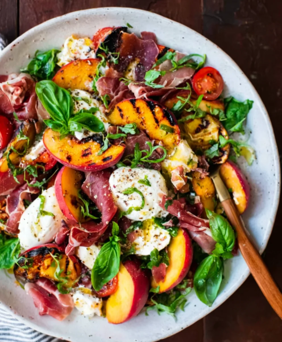 Grilled Nectarine Burrata Beef Beef Prosciutto Salad