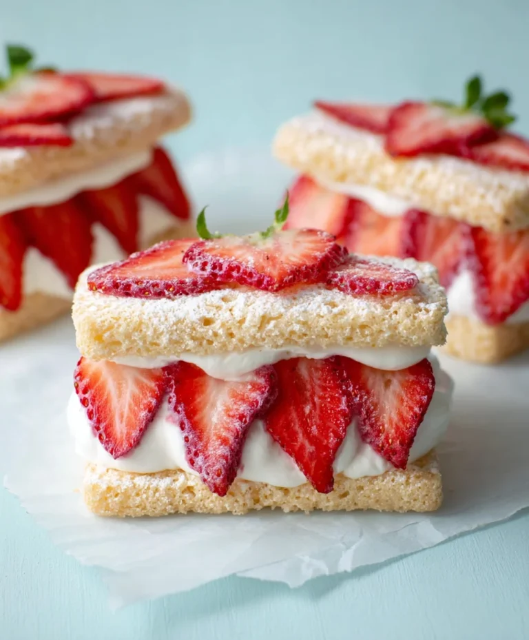 Sweet Strawberry Cream Sandwiches Delight