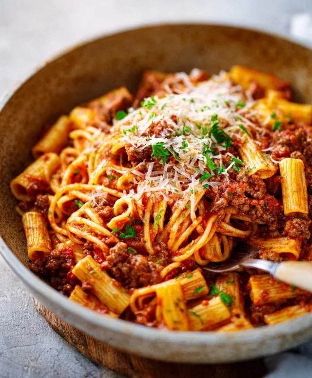 Beef Pasta in Tomato Sauce {Beef Ragu Pasta}