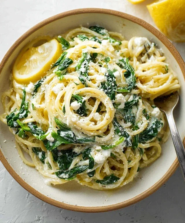 Lemon ricotta pasta & spinach