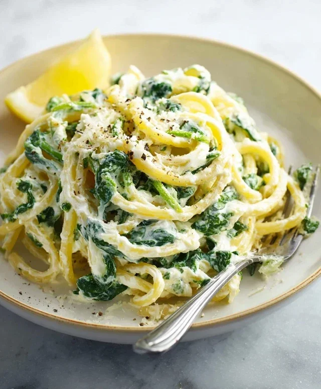 Lemon ricotta pasta & spinach