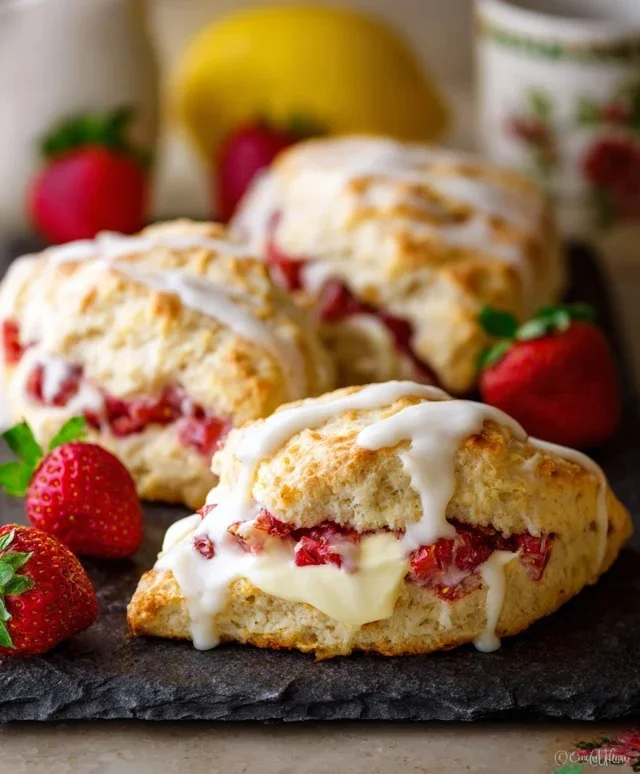 Strawberry Lemon Cream Scones