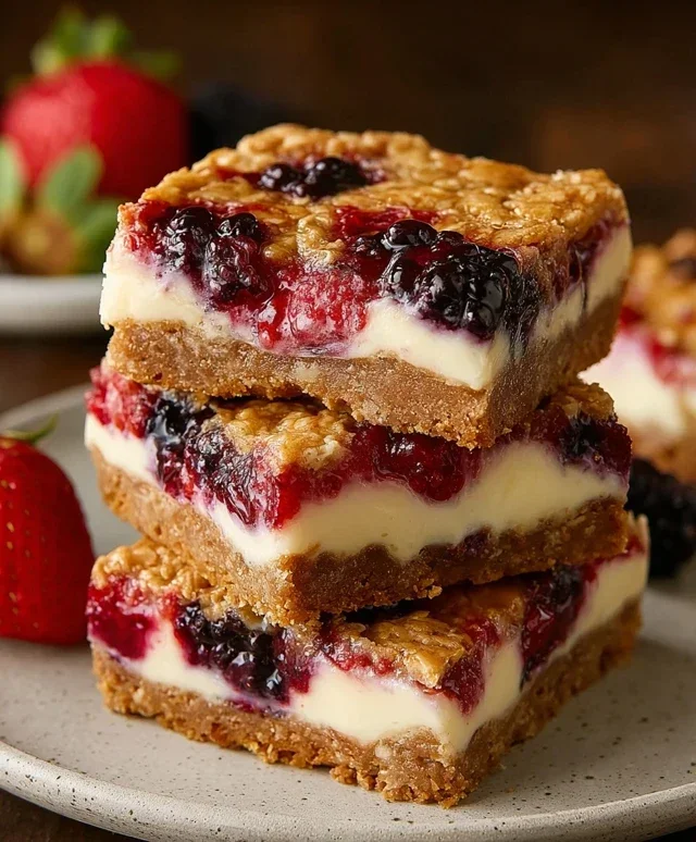 Berry Oatmeal Cheesecake Bars