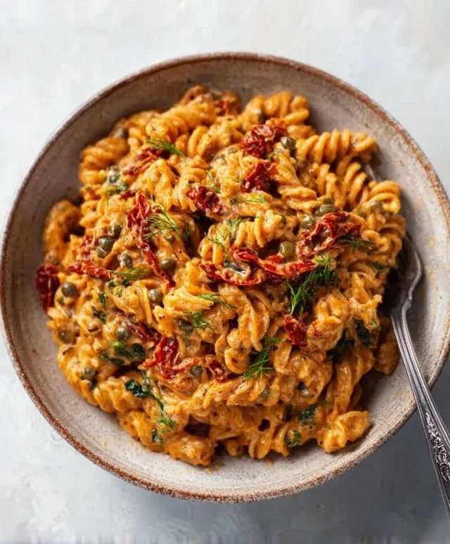 Creamy Sun-Dried Tomato Pasta with Capers and Dill