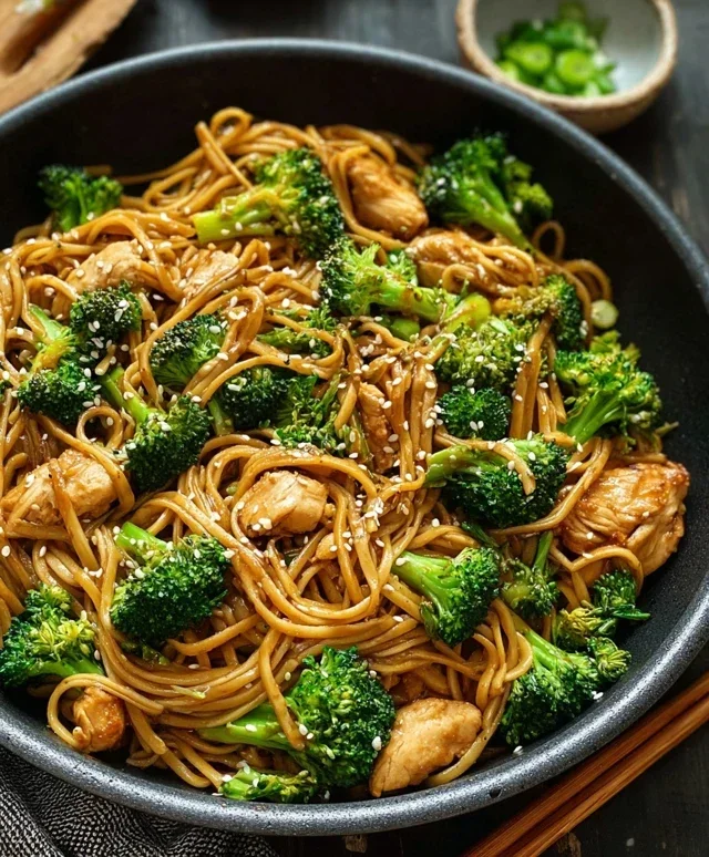 Healthy Sesame Noodles with Chicken and Broccoli