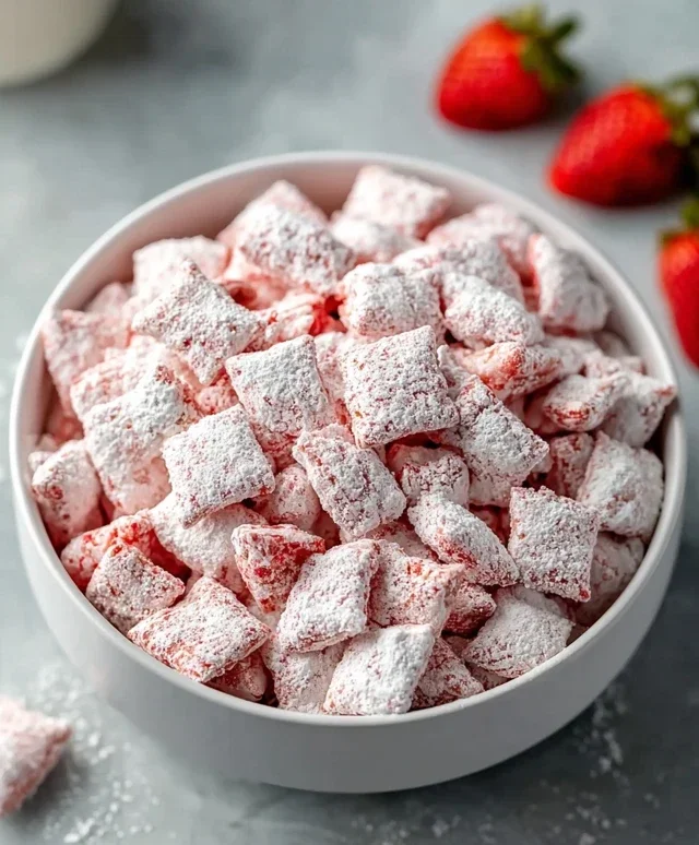 Easy Strawberry Shortcake Puppy Chow