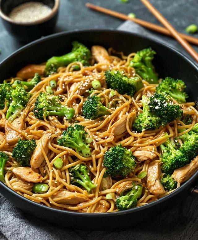 Healthy Sesame Noodles with Chicken and Broccoli