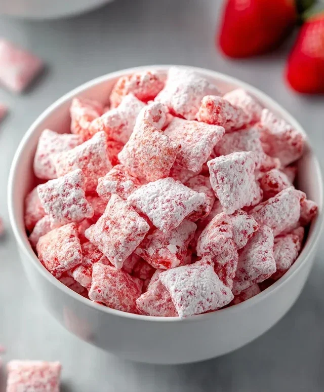 Easy Strawberry Shortcake Puppy Chow