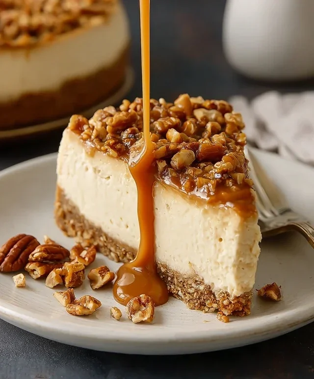 Vegan Caramel Pecan Cheesecake