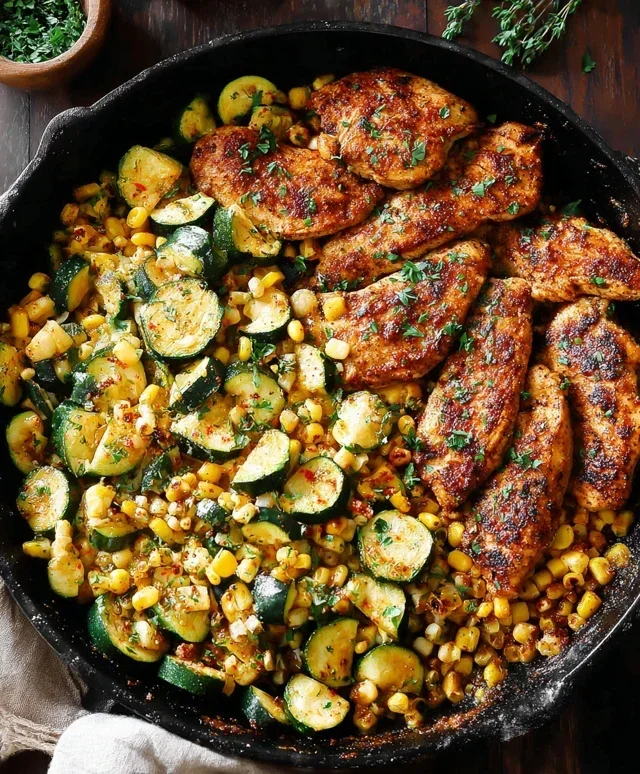 Garlic Butter Chicken with Zucchini and Corn - One-Pan, 30-Minute Meal