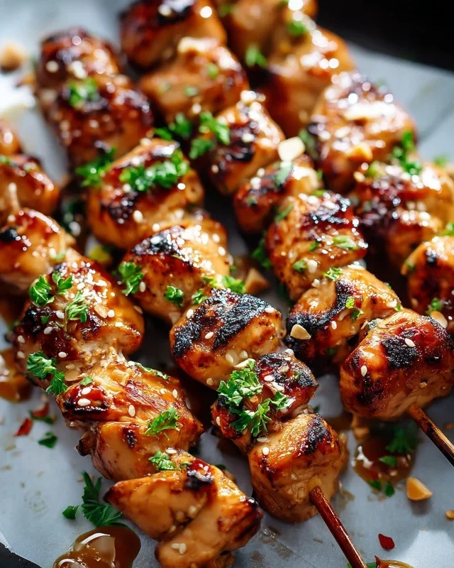 Easy Grilled Asian Chicken Skewers with Honey Garlic Sauce