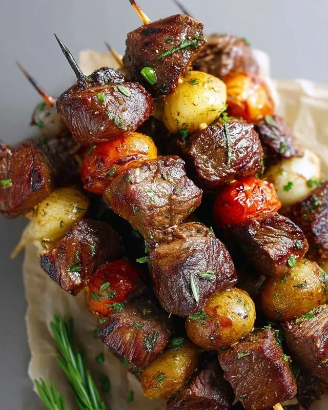 Rosemary Garlic Steak Kebabs