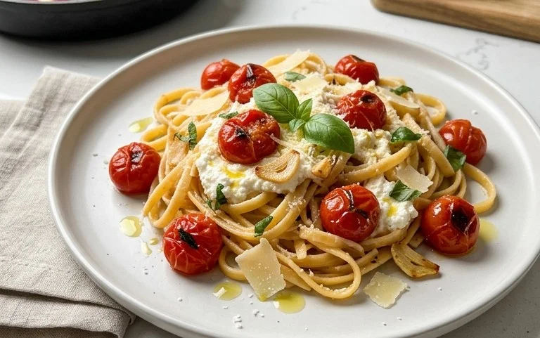 Roasted Tomato and Garlic Ricotta Pasta
