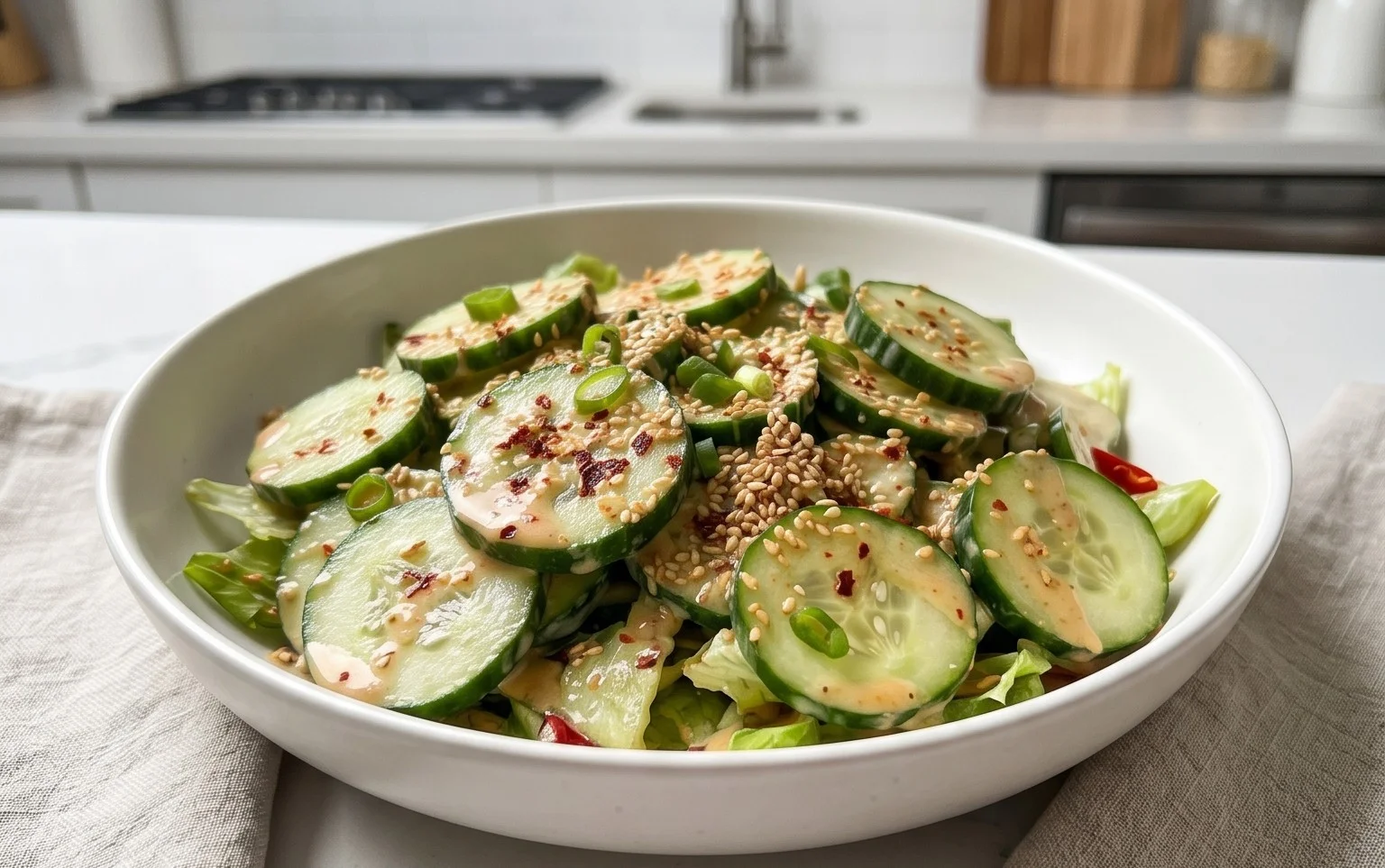 Creamy Asian Cucumber Salad Bowl